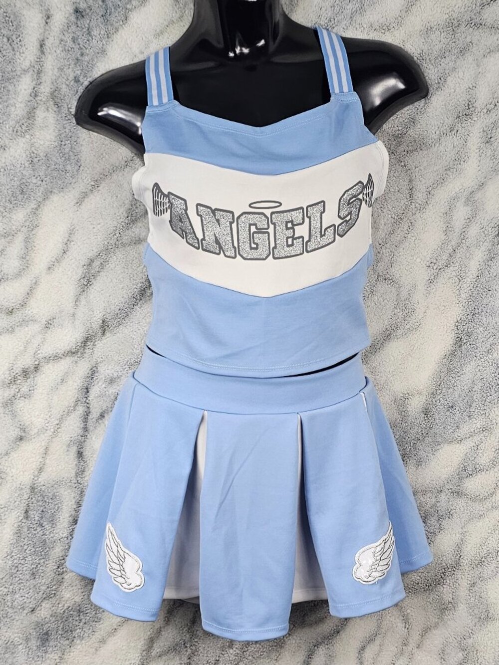 Trickz N Treatz XXL Angel Heavens Cheerleader Costume Blue White Halloween Cheer